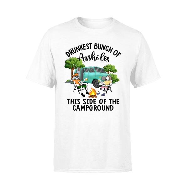 Personalized Shirt, Camping Couple and Friends, Drunkest Bunch Of Assholes Campgrounds, Gift For Campers