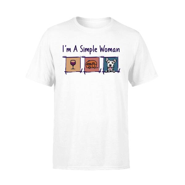 Personalized Shirt, I'm A Simple Woman Wine Camping , Gifts For Dog Lovers, Cat Lovers