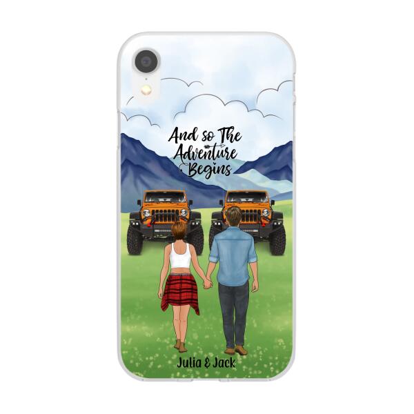 Personalized Phone Case, Couple Holding Hands, Adventure Partners, Gift for Friends, Car Lovers