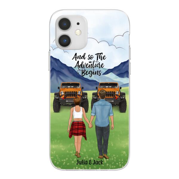 Personalized Phone Case, Couple Holding Hands, Adventure Partners, Gift for Friends, Car Lovers