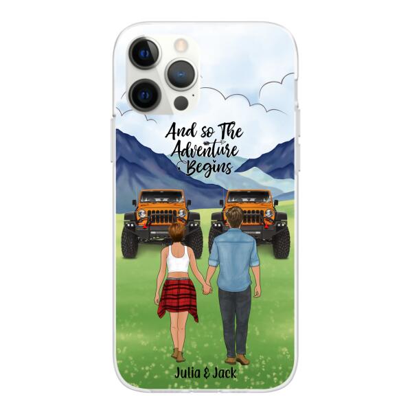 Personalized Phone Case, Couple Holding Hands, Adventure Partners, Gift for Friends, Car Lovers