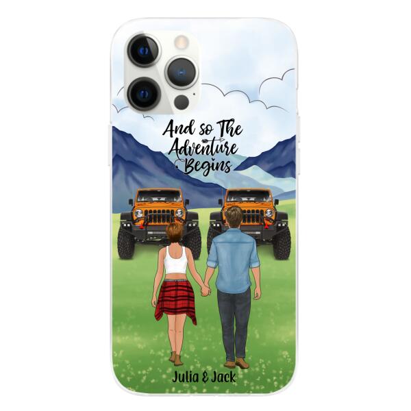 Personalized Phone Case, Couple Holding Hands, Adventure Partners, Gift for Friends, Car Lovers