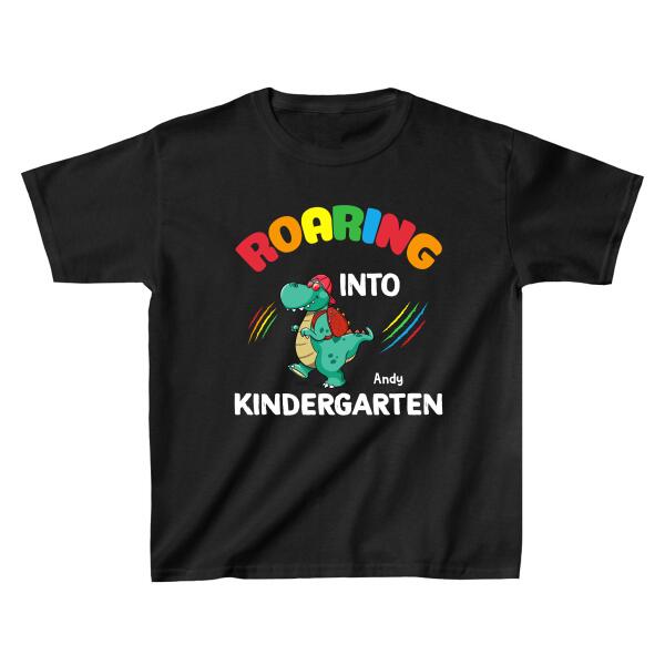 Personalized Shirt, Roaring Into Kindergarten, Back To School Gifts For Kindergarten Students