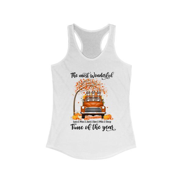 Personalized Shirt, It's The Most Wonderful Time Of The Year, Orange Truck, Pumpkins And Pets, Halloween Gift For Dog Lovers