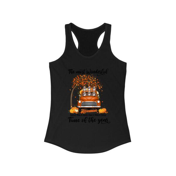 Personalized Shirt, It's The Most Wonderful Time Of The Year, Orange Truck, Pumpkins And Pets, Halloween Gift For Dog Lovers