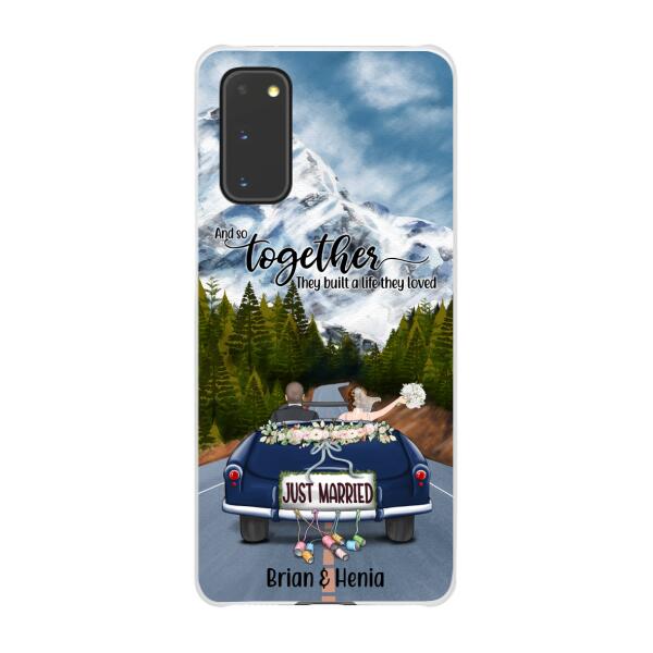 Personalized Phone Case, Just Married Couple Driving, Gift For Couples