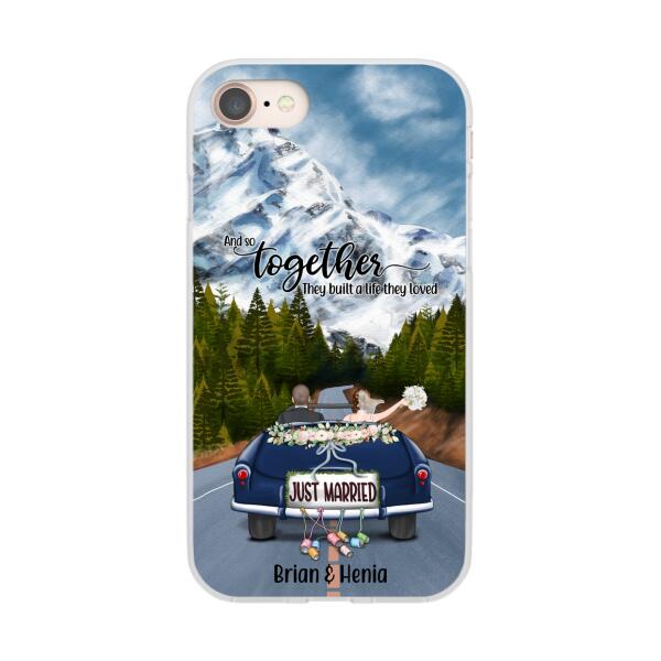 Personalized Phone Case, Just Married Couple Driving, Gift For Couples