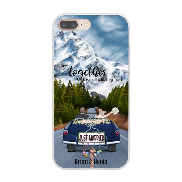 Personalized Phone Case, Just Married Couple Driving, Gift For Couples