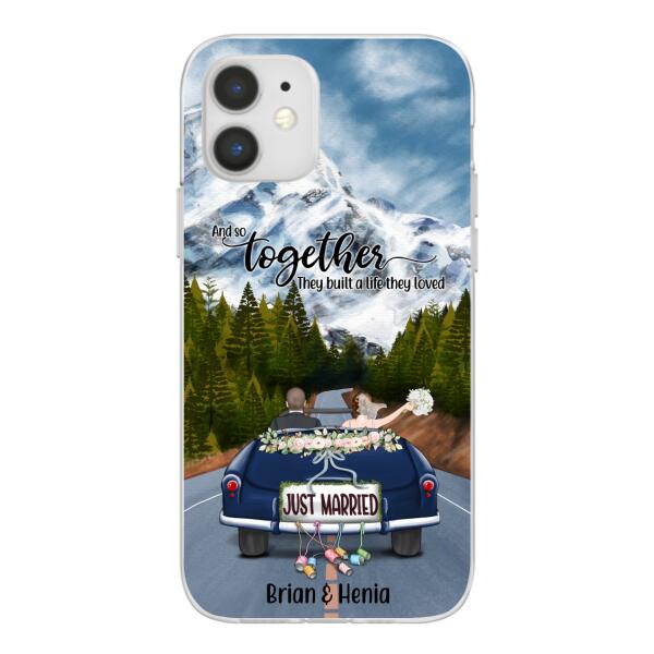 Personalized Phone Case, Just Married Couple Driving, Gift For Couples