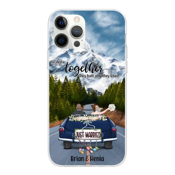 Personalized Phone Case, Just Married Couple Driving, Gift For Couples