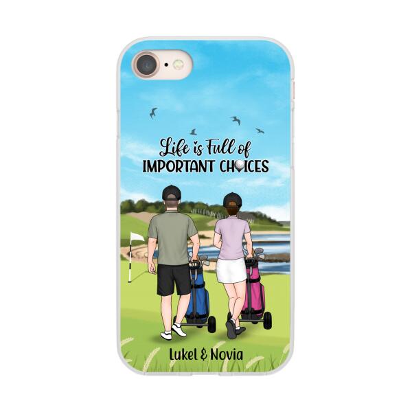 Personalized Phone Case, Golf Pushing Cart Partners - Couple And Friends, Gift For Golf Lovers