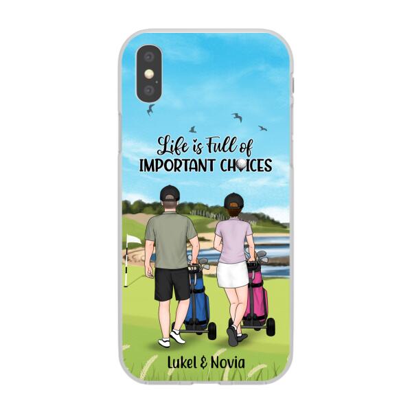 Personalized Phone Case, Golf Pushing Cart Partners - Couple And Friends, Gift For Golf Lovers