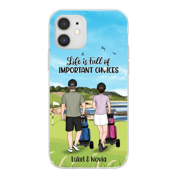 Personalized Phone Case, Golf Pushing Cart Partners - Couple And Friends, Gift For Golf Lovers