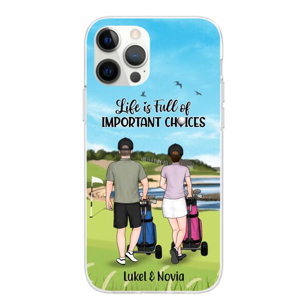 Personalized Phone Case, Golf Pushing Cart Partners - Couple And Friends, Gift For Golf Lovers