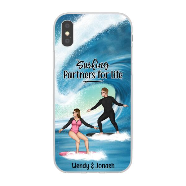 Personalized Phone Case, Surfing Couple Sideview, Gift For Surfing Lovers