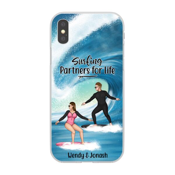 Personalized Phone Case, Surfing Couple Sideview, Gift For Surfing Lovers