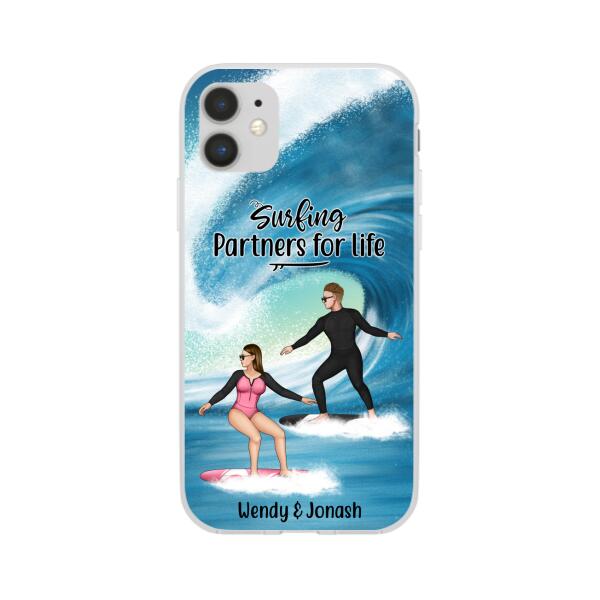 Personalized Phone Case, Surfing Couple Sideview, Gift For Surfing Lovers