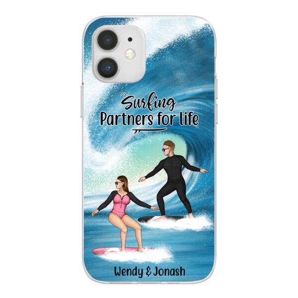 Personalized Phone Case, Surfing Couple Sideview, Gift For Surfing Lovers