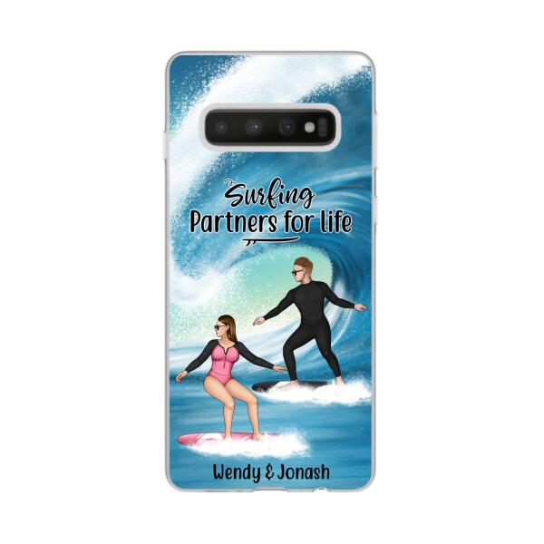 Personalized Phone Case, Surfing Couple Sideview, Gift For Surfing Lovers