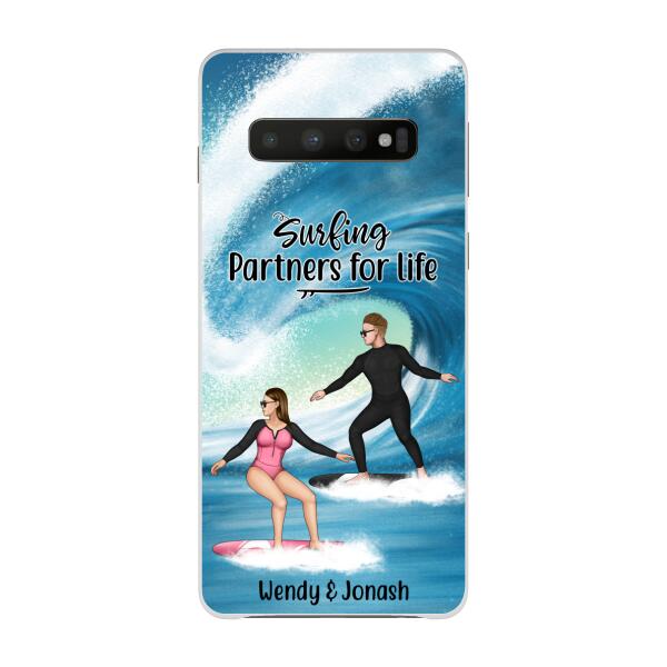 Personalized Phone Case, Surfing Couple Sideview, Gift For Surfing Lovers