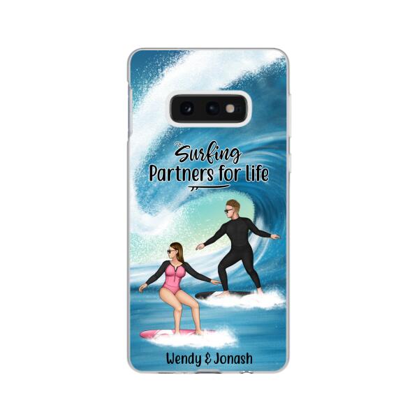 Personalized Phone Case, Surfing Couple Sideview, Gift For Surfing Lovers