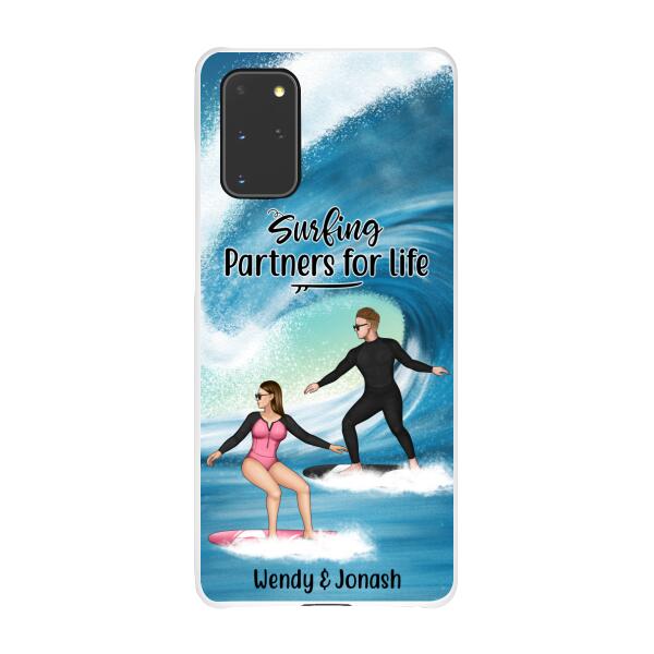 Personalized Phone Case, Surfing Couple Sideview, Gift For Surfing Lovers