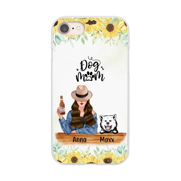 Personalized Phone Case, A Girl With Peeking Dogs, Gift For Dog Lovers