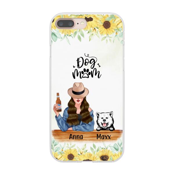 Personalized Phone Case, A Girl With Peeking Dogs, Gift For Dog Lovers