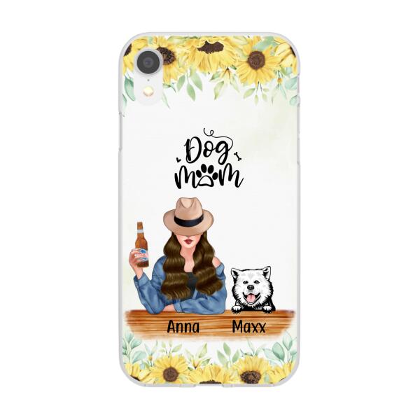 Personalized Phone Case, A Girl With Peeking Dogs, Gift For Dog Lovers