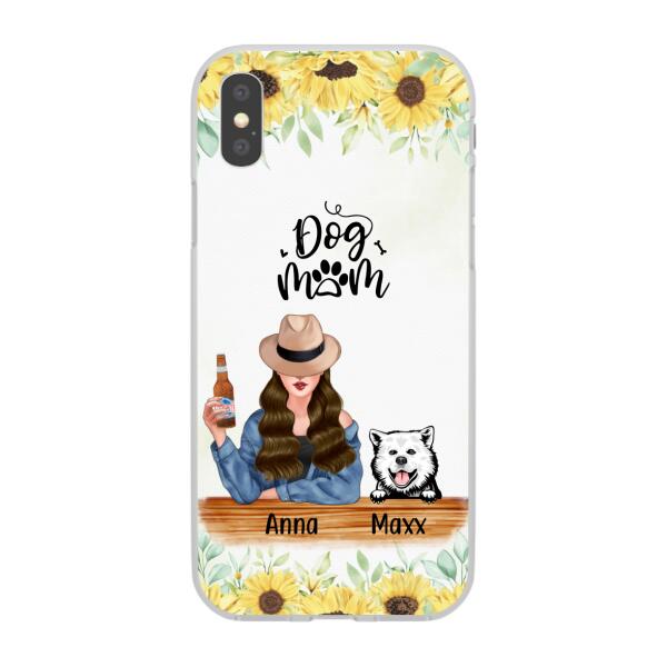 Personalized Phone Case, A Girl With Peeking Dogs, Gift For Dog Lovers