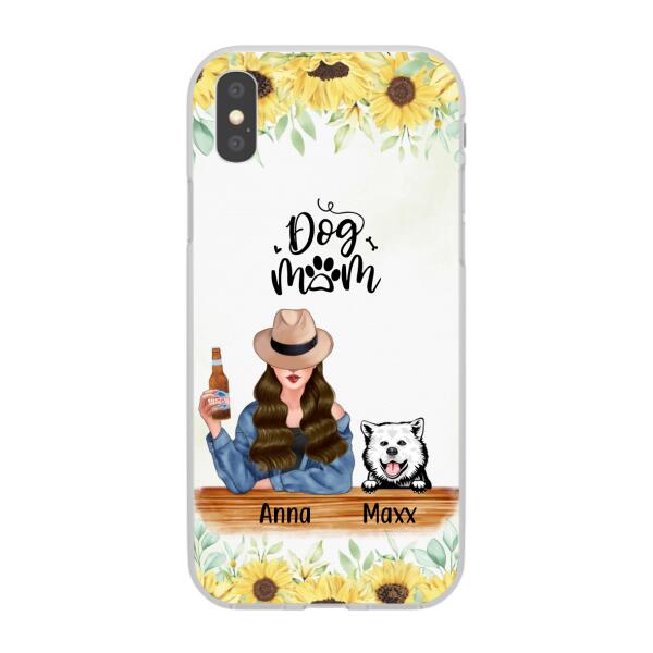 Personalized Phone Case, A Girl With Peeking Dogs, Gift For Dog Lovers