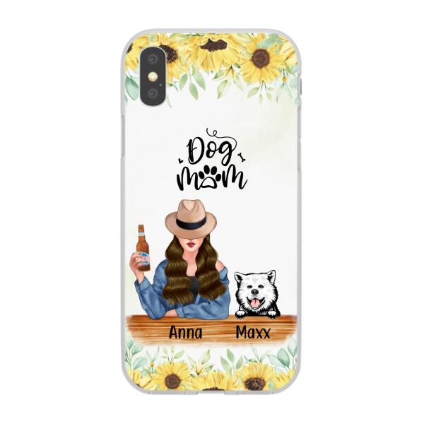 Personalized Phone Case, A Girl With Peeking Dogs, Gift For Dog Lovers