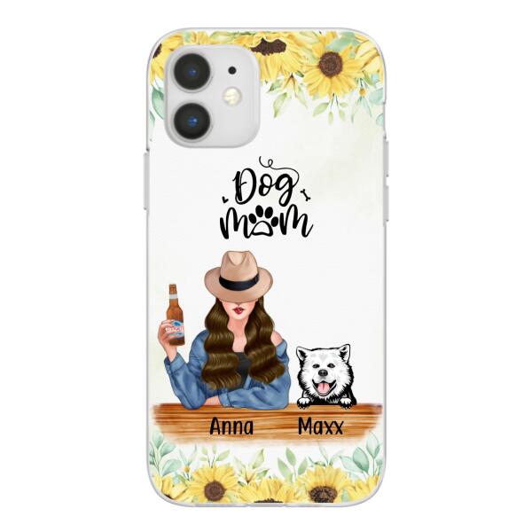 Personalized Phone Case, A Girl With Peeking Dogs, Gift For Dog Lovers