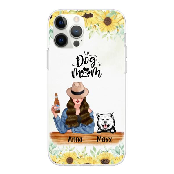 Personalized Phone Case, A Girl With Peeking Dogs, Gift For Dog Lovers