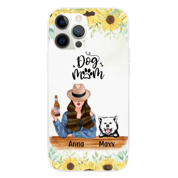 Personalized Phone Case, A Girl With Peeking Dogs, Gift For Dog Lovers