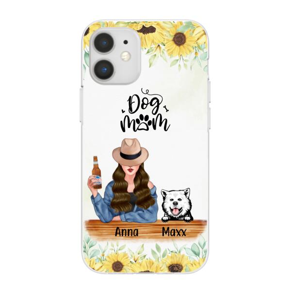 Personalized Phone Case, A Girl With Peeking Dogs, Gift For Dog Lovers