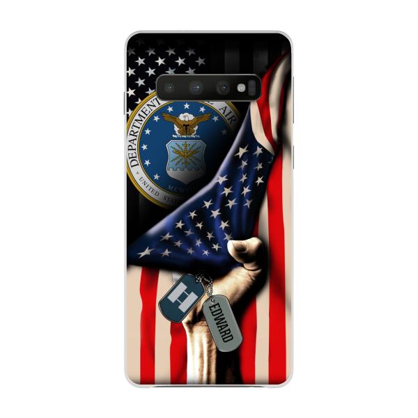 Personalized Phone Case, US Military Rank On Dog Tag, Gifts For Soldiers