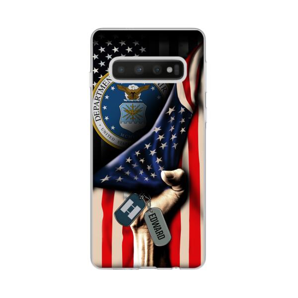 Personalized Phone Case, US Military Rank On Dog Tag, Gifts For Soldiers