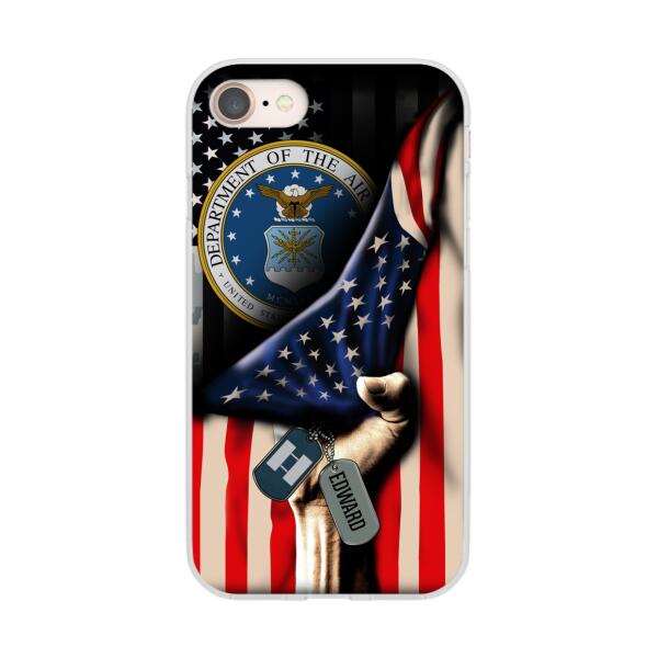 Personalized Phone Case, US Military Rank On Dog Tag, Gifts For Soldiers