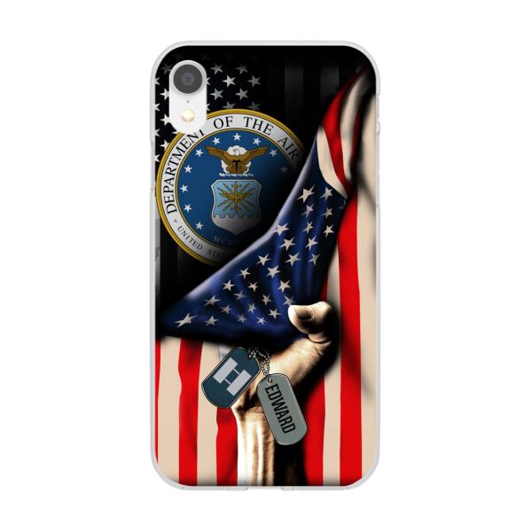 Personalized Phone Case, US Military Rank On Dog Tag, Gifts For Soldiers