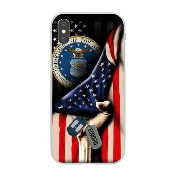 Personalized Phone Case, US Military Rank On Dog Tag, Gifts For Soldiers