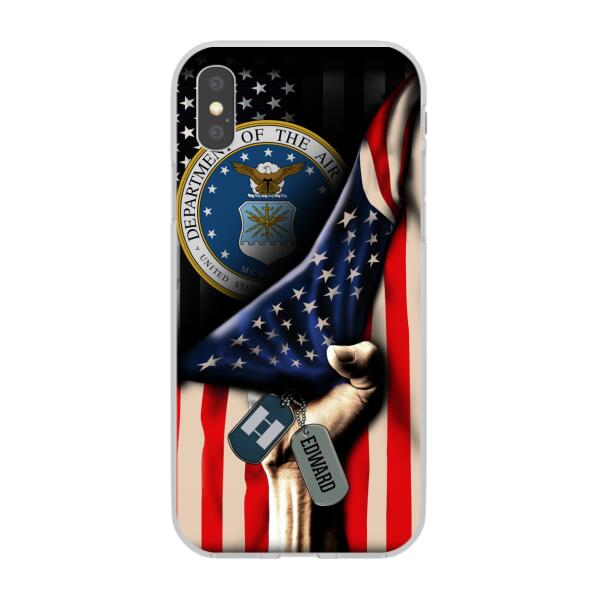 Personalized Phone Case, US Military Rank On Dog Tag, Gifts For Soldiers