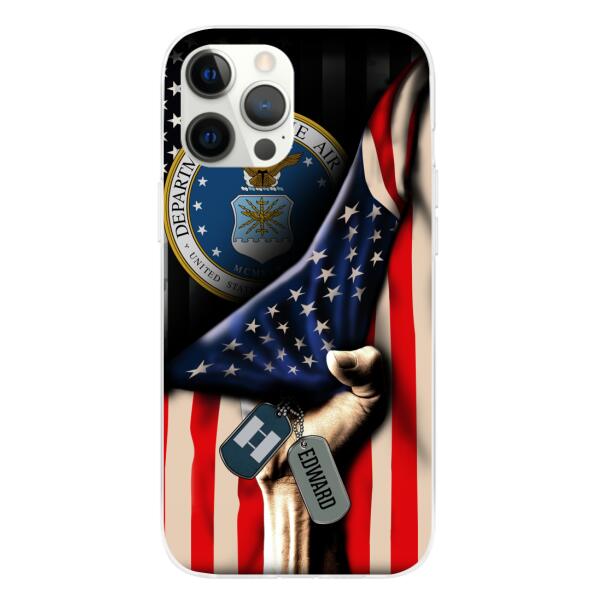 Personalized Phone Case, US Military Rank On Dog Tag, Gifts For Soldiers