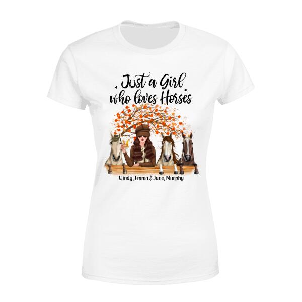 Personalized Shirt, Just A Girl Who Loves Horses - Fall Season Gift, Gift For Horse Lovers