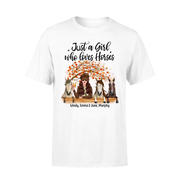 Personalized Shirt, Just A Girl Who Loves Horses - Fall Season Gift, Gift For Horse Lovers