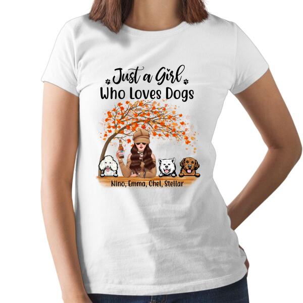 Personalized Shirt, Just A Girl Who Loves Dogs - Fall Season Gift, Gift For Dog Lovers