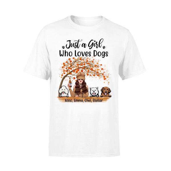 Personalized Shirt, Just A Girl Who Loves Dogs - Fall Season Gift, Gift For Dog Lovers