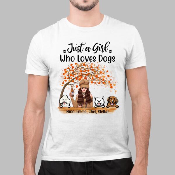 Personalized Shirt, Just A Girl Who Loves Dogs - Fall Season Gift, Gift For Dog Lovers