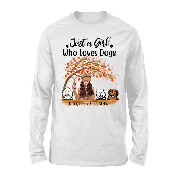 Personalized Shirt, Just A Girl Who Loves Dogs - Fall Season Gift, Gift For Dog Lovers