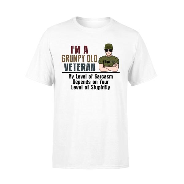 I'm a Grumpy Old Veteran - Personalized Gifts Custom Army Veteran Shirt for Grandpa for Dad, Army Veteran